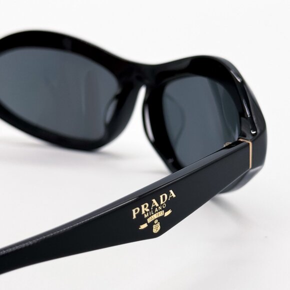 NEW PRADA SUNGLASSES PRA20S 16K5S0 WOMEN BLACK SPR A20 OVAL PR A20S 16K5S0 - Picture 7 of 10